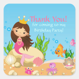 Onder het Zee Mermaid Birthday Party Sticker