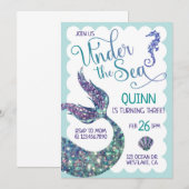 Onder het Zee, Mermaid Birthday, Splish Splash Kaart (Voorkant / Achterkant)