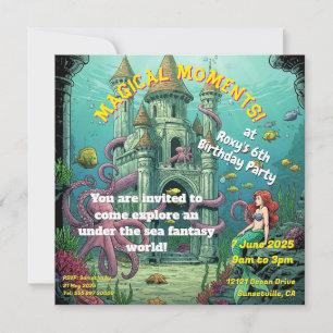 Onder het Zee - Mermaid Castle Party Uitnodigen Feestdagenkaart