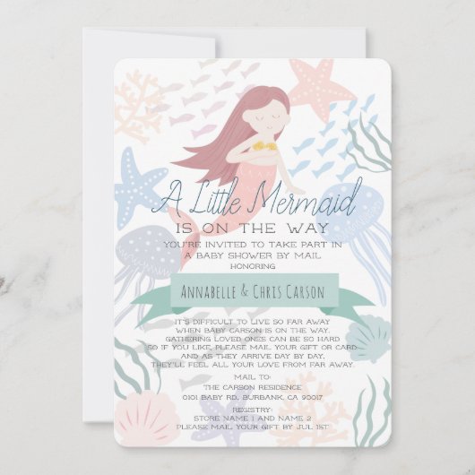 Onder het Zee Mermaid Green Baby shower door Mail Kaart (Voorkant)