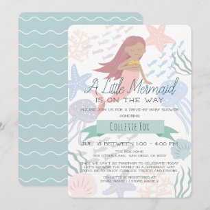 Onder het Zee Mermaid Green Drive-by Baby shower I Kaart