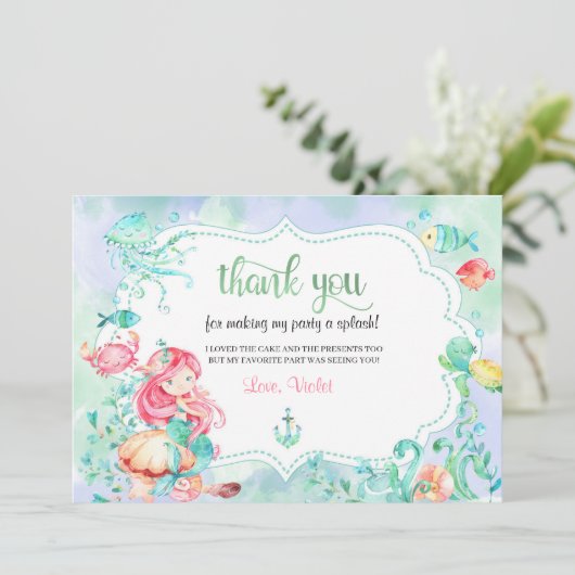 Onder het Zee Mermaid Hartelijk dank Bedankkaart (Staand voorkant)