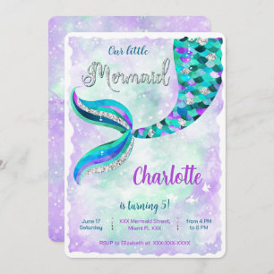 Onder het zee Mermaid Invitation Kaart