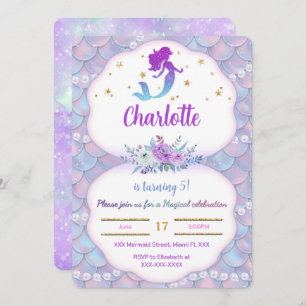 Onder het zee Mermaid Invitation Kaart