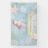 Onder het Zee Mermaid Light Zee Green Birthday Spandoek (Verticaal)