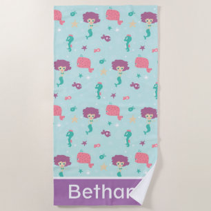 Onder het Zee Mermaid Pattern Personalized Strandlaken