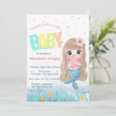 Onder het Zee, Mermaid Seashell Baby shower Kaart (Staand voorkant)