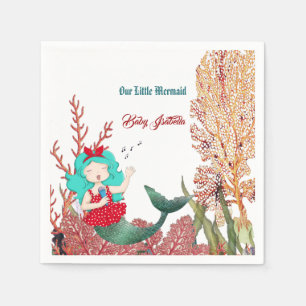 Onder het Zee Mermaid Singing Coral Reef Birthday Servet