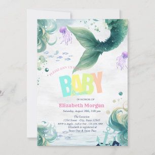 Onder het Zee, Mermaid Tail Baby shower Kaart