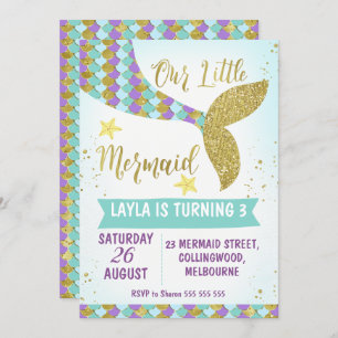 Onder het Zee Mermaid Tail Birthday Kaart