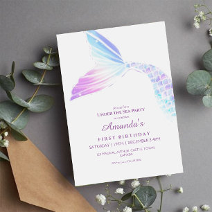 Onder het Zee Mermaid Tail Girly Verjaardagsfeest Kaart