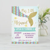 Onder het Zee Mermaid Tail Verjaardagsuitnodiging Kaart (Staand voorkant)