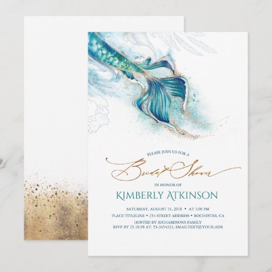 Onder het Zee Mermaid Tail Vrijgezellenfeest Kaart (Voorkant / Achterkant)