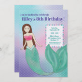 Onder-het-Zee Mermaid verjaardagsfeestje Kaart (Voorkant / Achterkant)