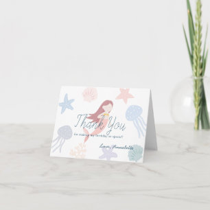 Onder het Zee Mermaid White Birthday Bedankkaart