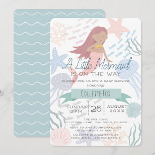 Onder het Zee Mermaid Zee Green Baby shower Invita Kaart