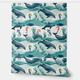 Onder het Zee met Dolfijnen & Zeepaardjes Verwijde Behang