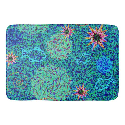 Onder het Zee Mosaic Fish Stars Bath Mat (Voorkant)