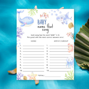 Onder het zee Naam dat nummer baby shower spel