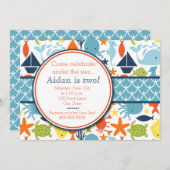 Onder het Zee, Nautical Birthday Kaart (Voorkant / Achterkant)