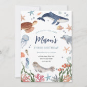 Onder het Zee Nautical Ocean Animals Boy Birthday Kaart (Voorkant)