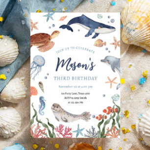 Onder het Zee Nautical Ocean Animals Boy Birthday Kaart