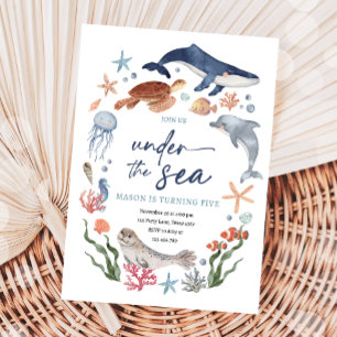 Onder het Zee Nautical Ocean Animals Boy Birthday Kaart