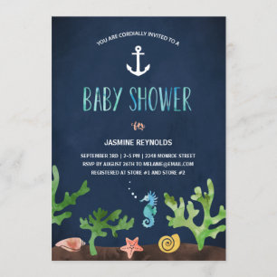 Onder het Zee Nautisch Baby shower Kaart