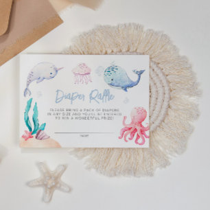 Onder het Zee Nautisch Baby shower Luier Raffle Informatiekaartje