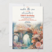 Onder het Zee Ocean Animals 1st Birthday Kaart (Voorkant)