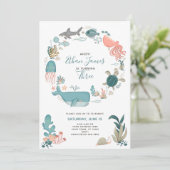 Onder het Zee Ocean Animals 3rd Birthday Script Kaart (Staand voorkant)
