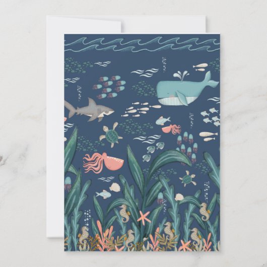 Onder het Zee Ocean Animals 3rd Birthday Script Kaart (Achterkant)