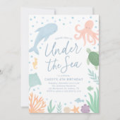 Onder het Zee Ocean Animals Birthday Kaart (Voorkant)