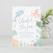 Onder het Zee Ocean Animals Birthday Kaart (Staand voorkant)