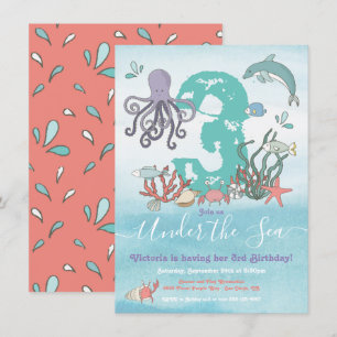 Onder het Zee Ocean Animals Birthday party Kaart