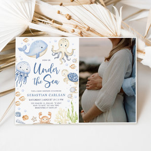 Onder het Zee Ocean Animals Boy Baby shower Foto Kaart