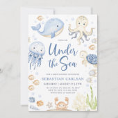 Onder het Zee Ocean Animals Boy Baby shower Kaart (Voorkant)