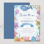 Onder het Zee Ocean Animals Boy Birthday Kaart (Voorkant / Achterkant)