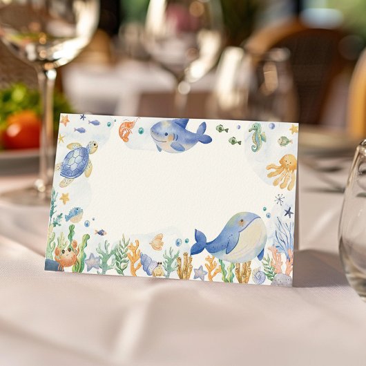 Onder het Zee Ocean Animals Boy Food Place Card