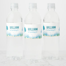 Onder het Zee, Ocean Animals Party Theme Waterfles Etiket