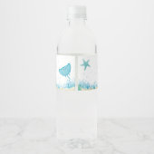 Onder het Zee, Ocean Animals Party Theme Waterfles Etiket (Achterkant)