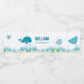 Onder het Zee, Ocean Animals Party Theme Waterfles Etiket (Enkel label)