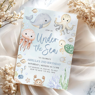 Onder het Zee Ocean Animals Verjaardagsfeest Kaart
