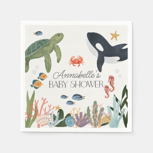 Onder het Zee Ocean Baby shower Decor Servet (Voorkant)