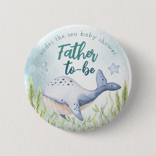 Onder het Zee Ocean Baby shower Vader Button