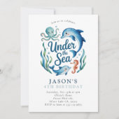 Onder het Zee Ocean Birthday Party Kaart (Voorkant)