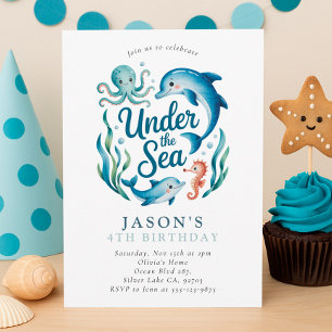Onder het Zee Ocean Birthday Party Kaart