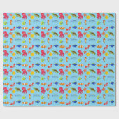 Onder het Zee Ocean Fish and Anchor Kind Pattern Cadeaupapier (Vlak)