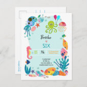 Onder het Zee Ocean Kids Verjaardagsfeest Uitnodiging Briefkaart (Voorkant / Achterkant)