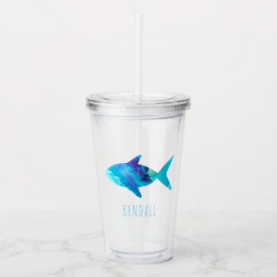 Onder het Zee Ocean Red Waterverf Blue Fish Acryl Drinkbeker